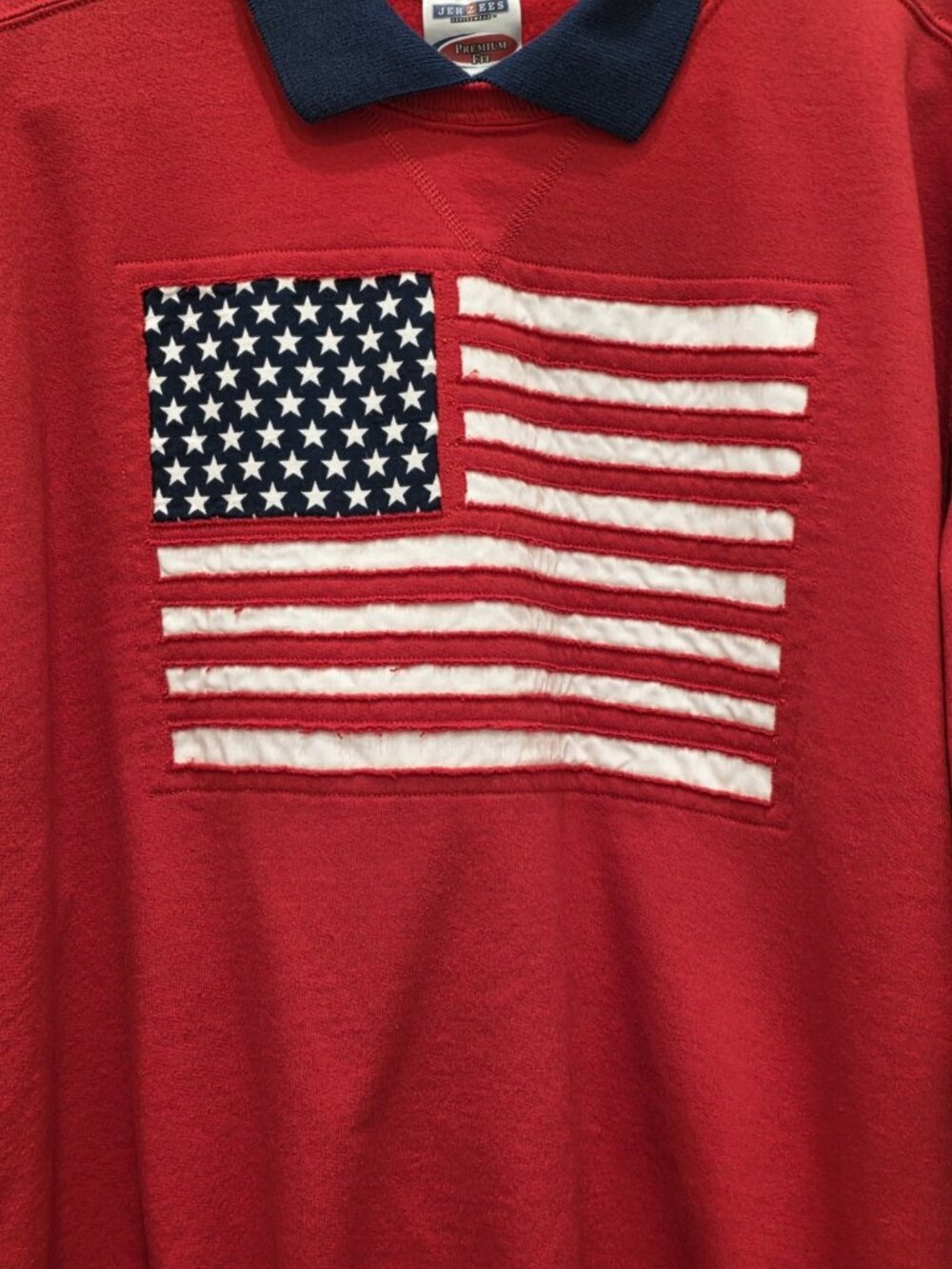 Vintage Jerzees USA Flag Sweatshirt Adult Large Red White Blue Patriotic - Picture 2 of 7